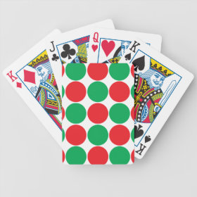 Red and Green Big Bold Polka Dots Circles Pattern Card Deck