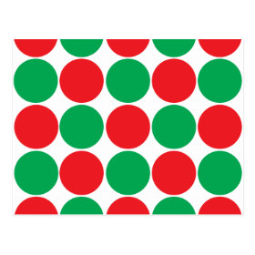 Red and Green Big Bold Polka Dots Circles Pattern Postcard