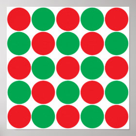 Red and Green Big Bold Polka Dots Circles Pattern Posters