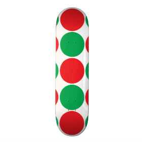 Red and Green Big Bold Polka Dots Circles Pattern Custom Skateboard