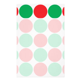 Red and Green Big Bold Polka Dots Circles Pattern Stationery Design