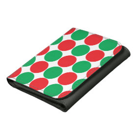 Red and Green Big Bold Polka Dots Circles Pattern Wallets