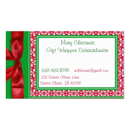 Red and Green Bow Business Cards
