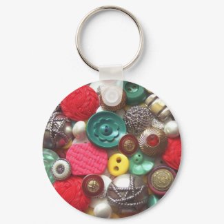 Red and Green Button Collage keychain