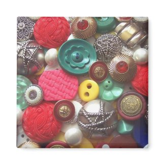 Red and Green Button Collage magnet