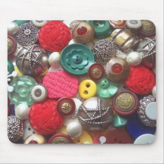 Red and Green Button Collage mousepad