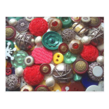 Red and Green Button Collage Post Card
