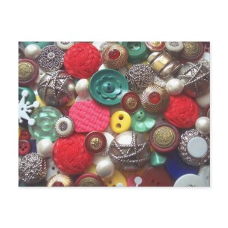 Red and Green Button Collage postcard