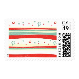 Red and Green Christmas Holiday Stripes Stamps