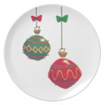 Red and Green Christmas ornaments Dinner Plate