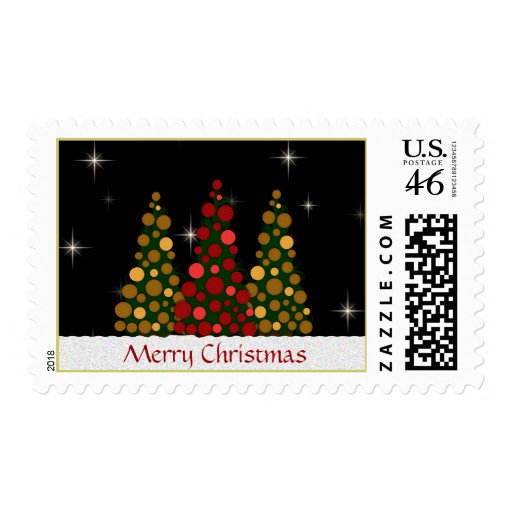 Red and Green Christmas Tree Posta... - Customized Postage Stamps