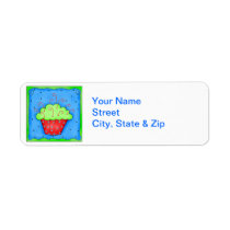 Red and Green  Cupcake Return Address Label labels