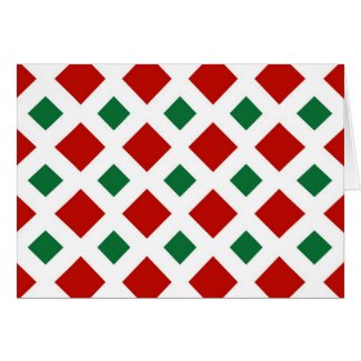 Red and Green Diamonds on White Greeting Cards