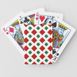 Red and Green Diamonds on White Bicycle Playing Cards