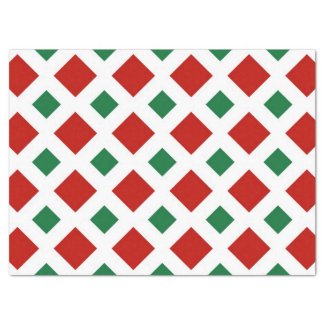 Red and Green Diamonds on White Tissue Paper 17" X 23" Tissue Paper