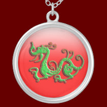 Red and Green Dragon Pendant necklaces