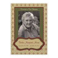 Red and Green Floral Memorial Card with Photo invitation