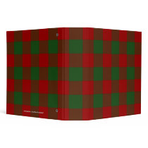 Red and Green Gingham Pattern binders