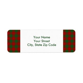Red and Green Gingham Pattern return address label