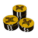 Red and Green Haida Spirit Butterfly on Yellow Poker Chips Red and Green Haida Spirit Butterfly on Yellow Poker Chips