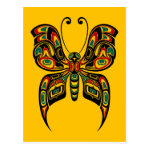 Red and Green Haida Spirit Butterfly on Yellow Post Cards Red and Green Haida Spirit Butterfly on Yellow Post Cards