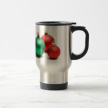 RED AND GREEN HOLIDAY CHRISTMAS ORNAMENTS COFFEE MUG