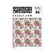 Red and Green Holiday Christmas Snowflakes Pattern Stamps
