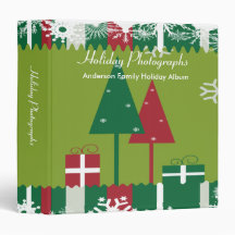 Red and Green Holiday Photographs 3 Ring Binder