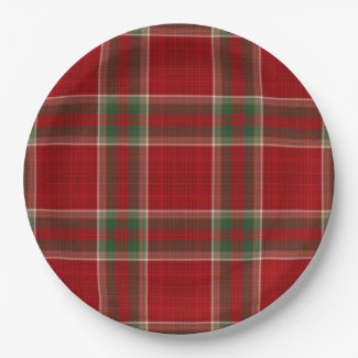 Red And Green Holiday Plaid 9 Inch Paper Plate