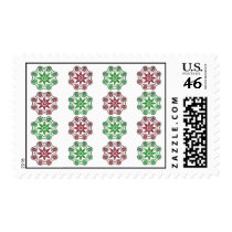 Red and Green Holiday Starflakes postage