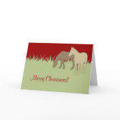 Red and Green Horse Christmas Card