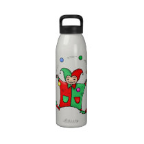 Red and Green Jester water bottles