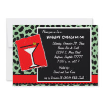 Red And Green Leopard Martini Party Invitation by malibuitalian Red And Green Leopard Martini Party Invitation