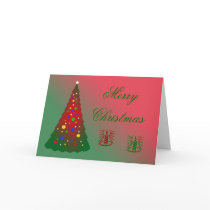 Red and Green Merry Christmas Tree Greeting Card