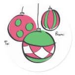 Red and Green Ornaments Gift Tag Round Stickers