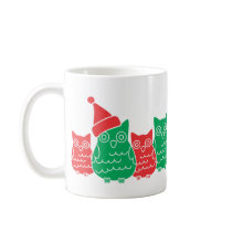 Red and Green Owls mugs