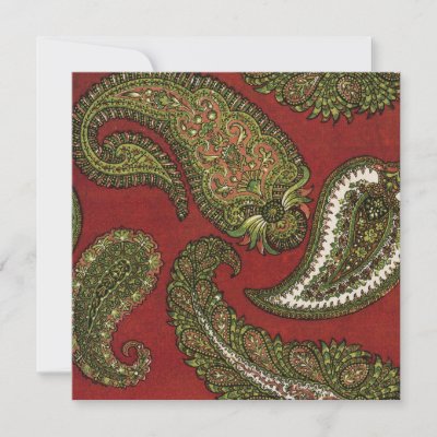 Red and Green Paisley Wedding Invitation