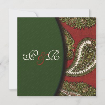 Red and Green Paisley Wedding Invitation