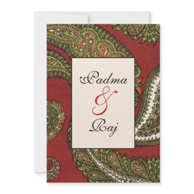 Red and Green Paisley Wedding Invitation