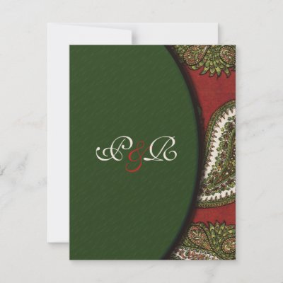 Red and Green Paisley Wedding Invitation RSVP