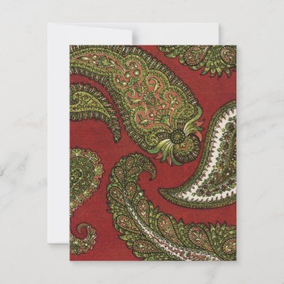 Red and Green Paisley Wedding Invitation RSVP