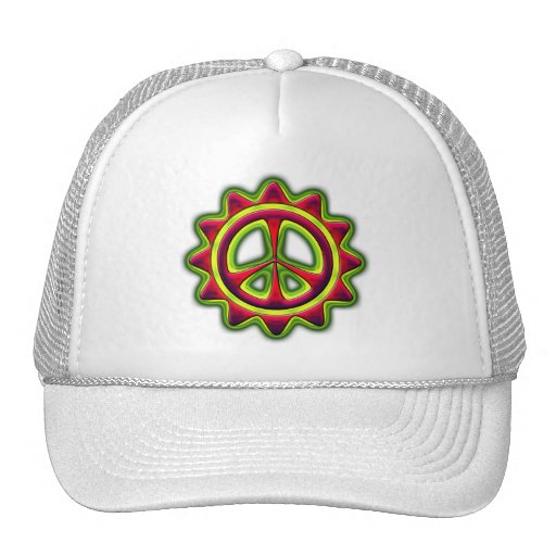 RED AND GREEN PEACE SIGN MESH HAT