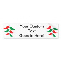 Red and Green Pepper Graphic on a string Bumper Stickers