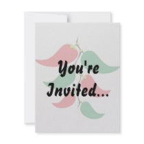 Red and Green Pepper Graphic on a string Personalized Invite
