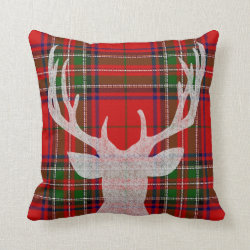 Red and Green Plaid Christmas Pillow with Deer