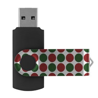 Red and Green Polka Dots Flash Drive Swivel USB 3.0 Flash Drive