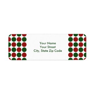 Red and Green Polka Dots on White address label