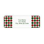 Red and Green Polka Dots on White address label