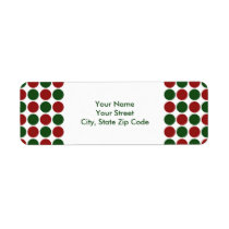 Red and Green Polka Dots on White address label labels