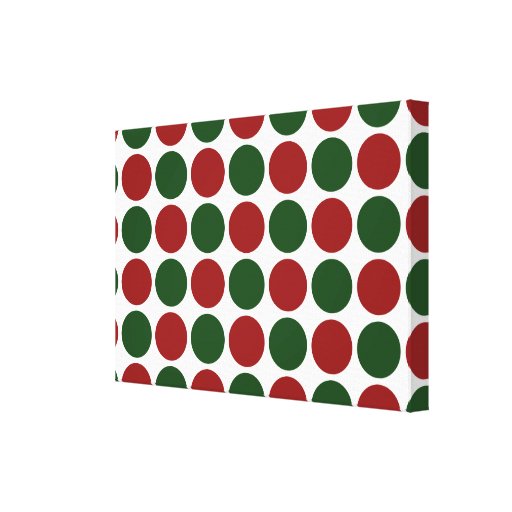 Red and Green Polka Dots on White Canvas Prints